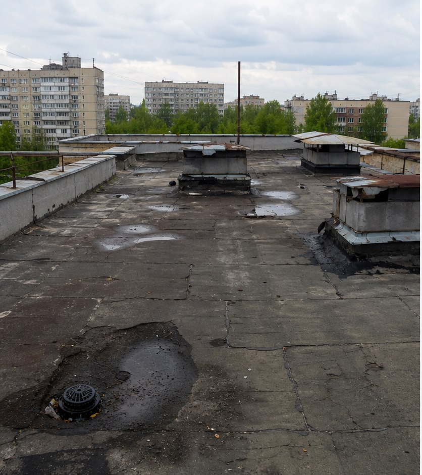 Пять причин протечек плоской кровли